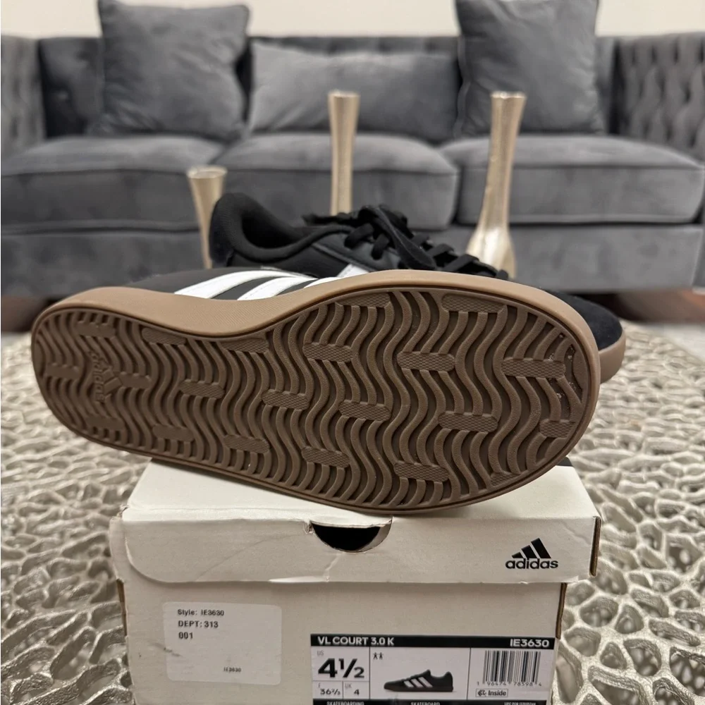 Adidas Men's Black and White Sneakers with Brown Sole - Picture 3 of 8